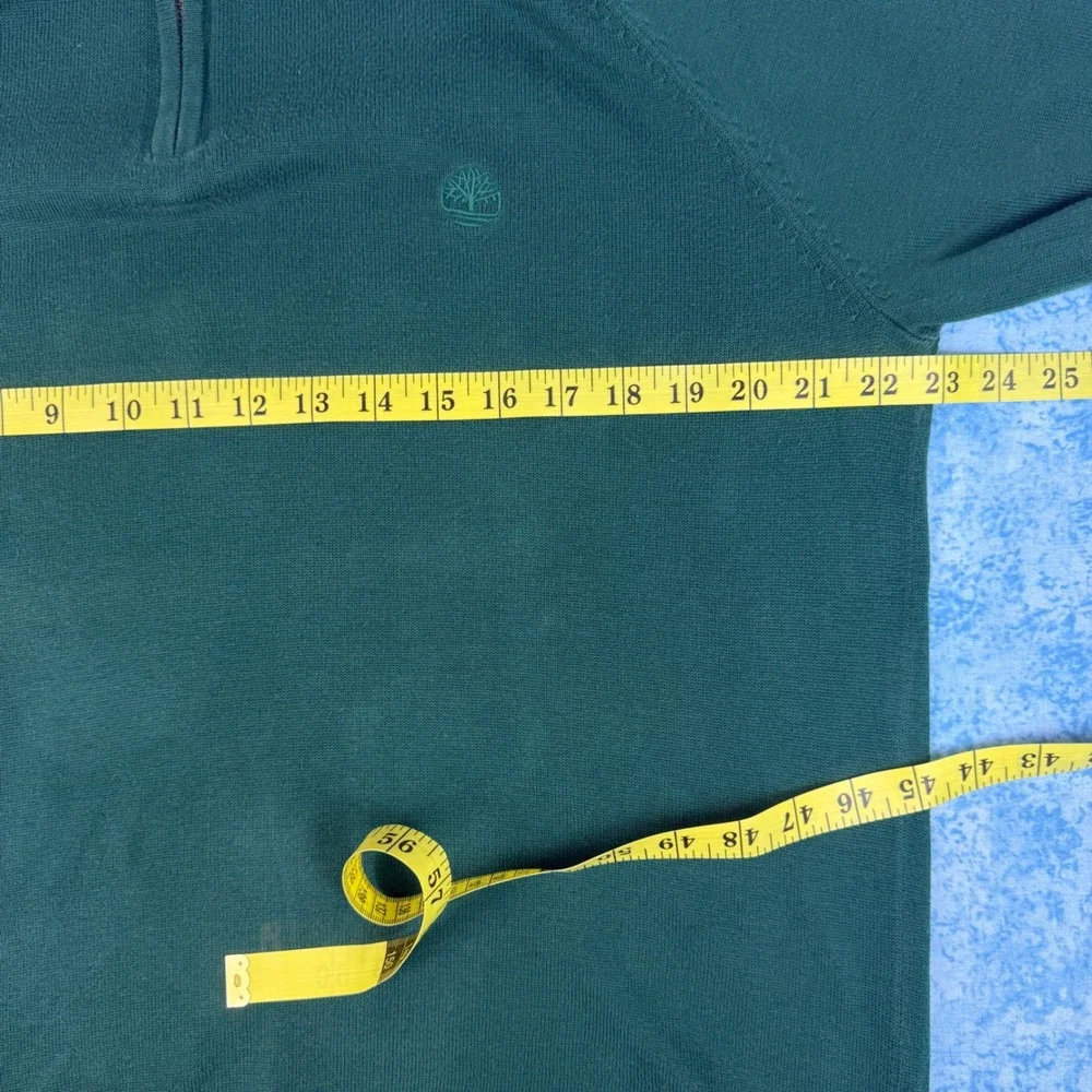 Timberland Mens Cotton Quarter-Zip Pullover Sweater Green 6267J Large